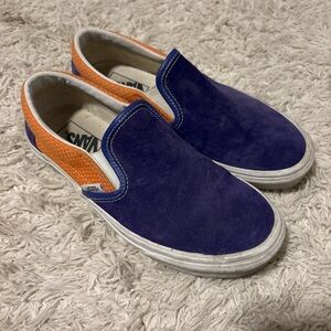 Vans Men's Vibrant Purple and Orange Slip-Ons